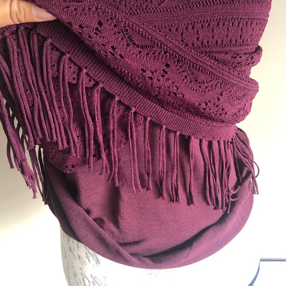 WHBM Cabernet Lace & Fringe Boho Tank Top - Picture 8 of 9